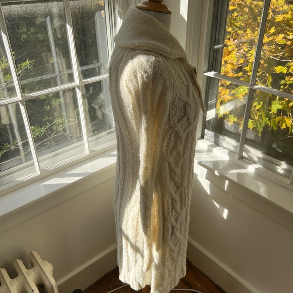 BANANA REPUBLIC chunky long open cardigan single button cable designs - Picture 3 of 8